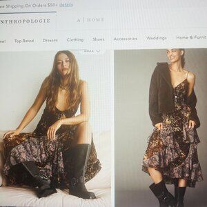 Anthropologie Brand Fuffled Chiffon Maxi Dress XS